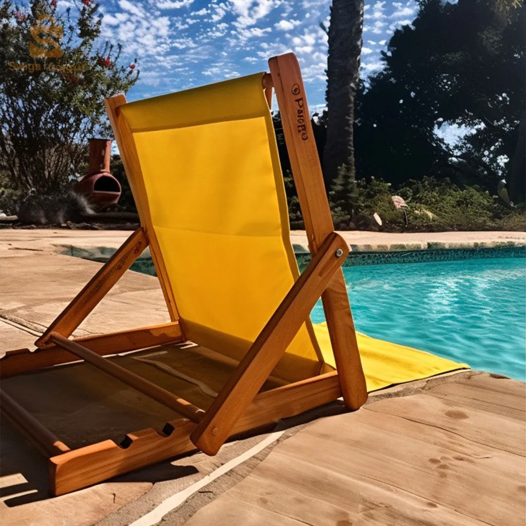 Chaise de Plage Réglable en 3 Positions Avec Poche Arrière