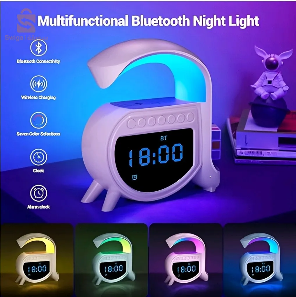 Réveil et Haut-parleur Bluetooth RGB intelligente type Big G Wireless Charger V5🔥❤✅