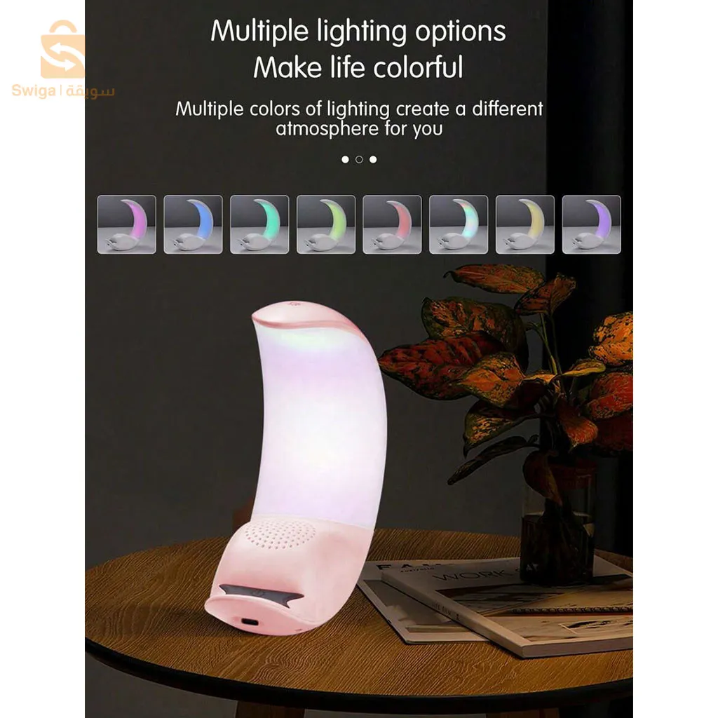 مكبر صوت يعمل باللمس على شكل مصباح قمري، مكبر صوت يعمل باللمس على شكل قمر$👍