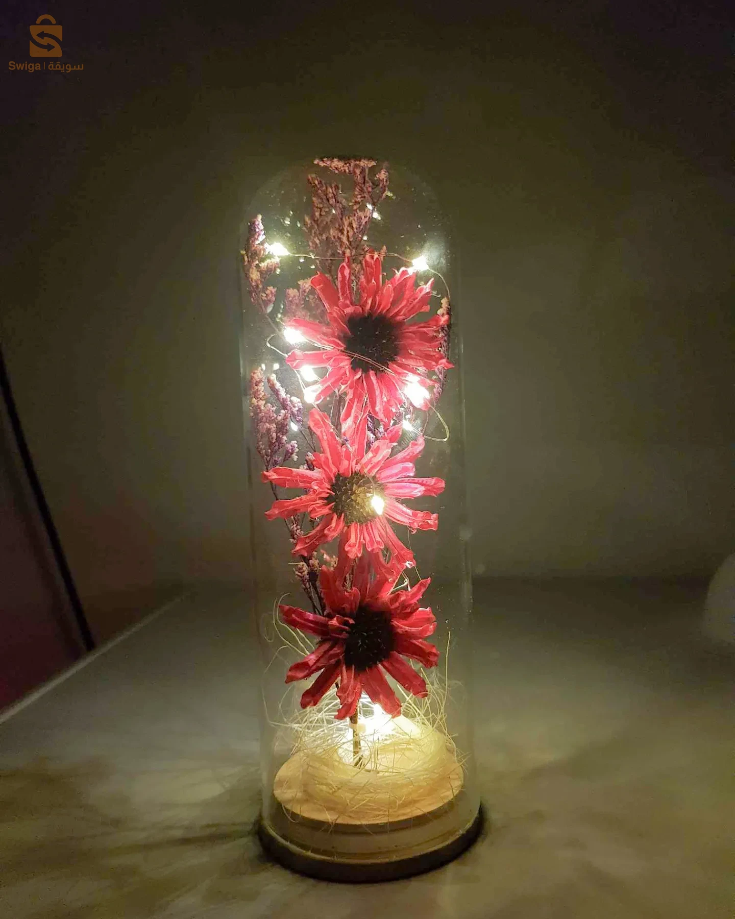 boulle de neige et veilleuse en rose