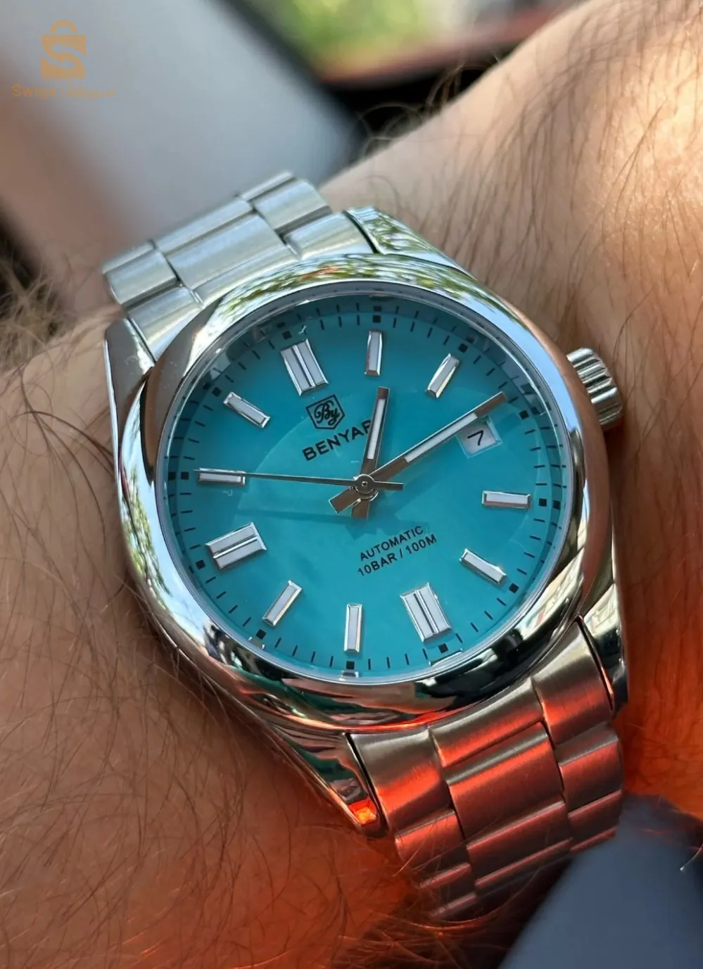 montre Benyar automatique bracelet en acier inoxydable imperméable Lumineus