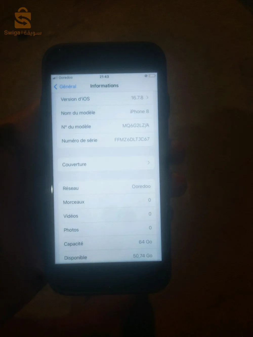 iPhone 8 état 8/10 ala gal darba li fi laryar machi mftoh ga3 w machi libiry officiel (mdm) batry 89 stocag 64