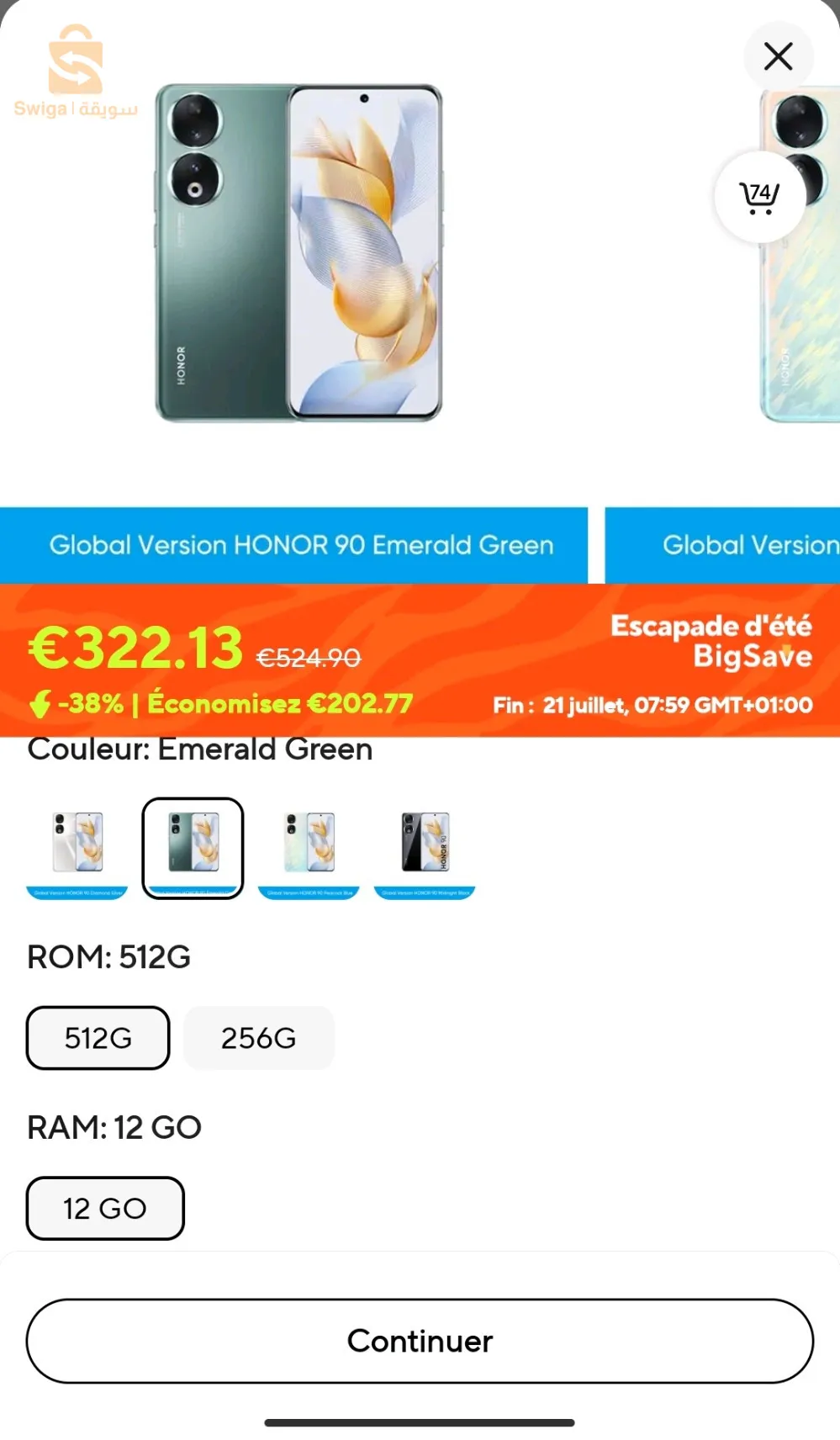 Le Honor 90 est un smartphone haut de gamme qui a été dévoilé en mars dernier. Il est équipé d'un écran AMOLED de 6,7 pouces avec un taux de rafraîchissement de 120 Hz, d'un processeur Qualcomm Snapdragon 8 Gen 1 Accelerated Edition, de 8 Go ou 12 Go de RAM, de 128 Go ou 256 Go de stockage interne, d'une caméra principale de 200 MP, d'une caméra ultra-large de 12 MP, d'une caméra macro de 2 MP et d'une caméra portrait de 50 MP, le tout tournant sur du Android 13. Il dispose également d'une batterie de 4900 mAh avec une SuperCharge de 66 W. Il est disponible en 3 coloris (Diamond silver, Midnight black ou Emerald green).