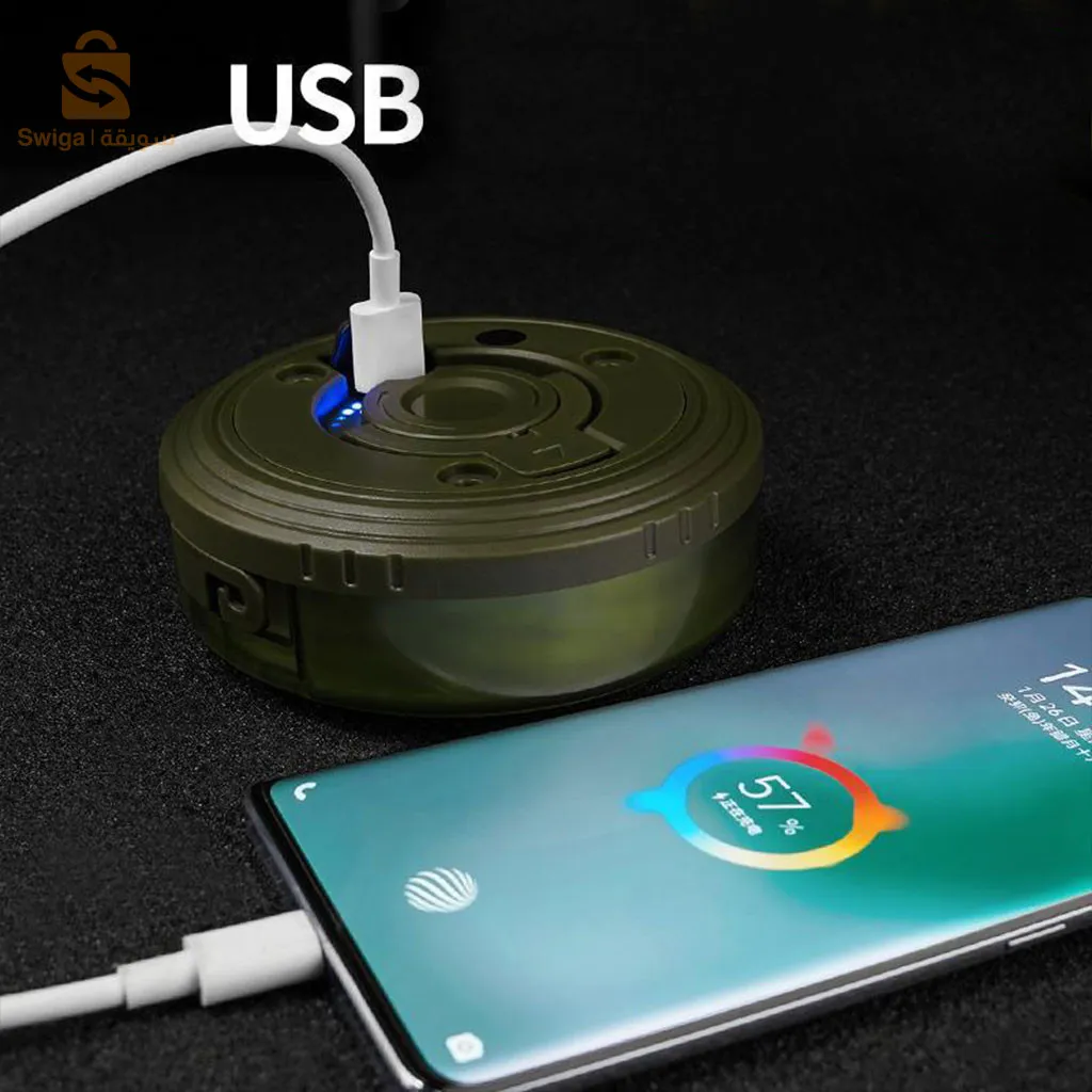 مصباح تخييم LED متعدد الوظائف، شحن USB، سلسلة  بأجواء ملونة 🔥
