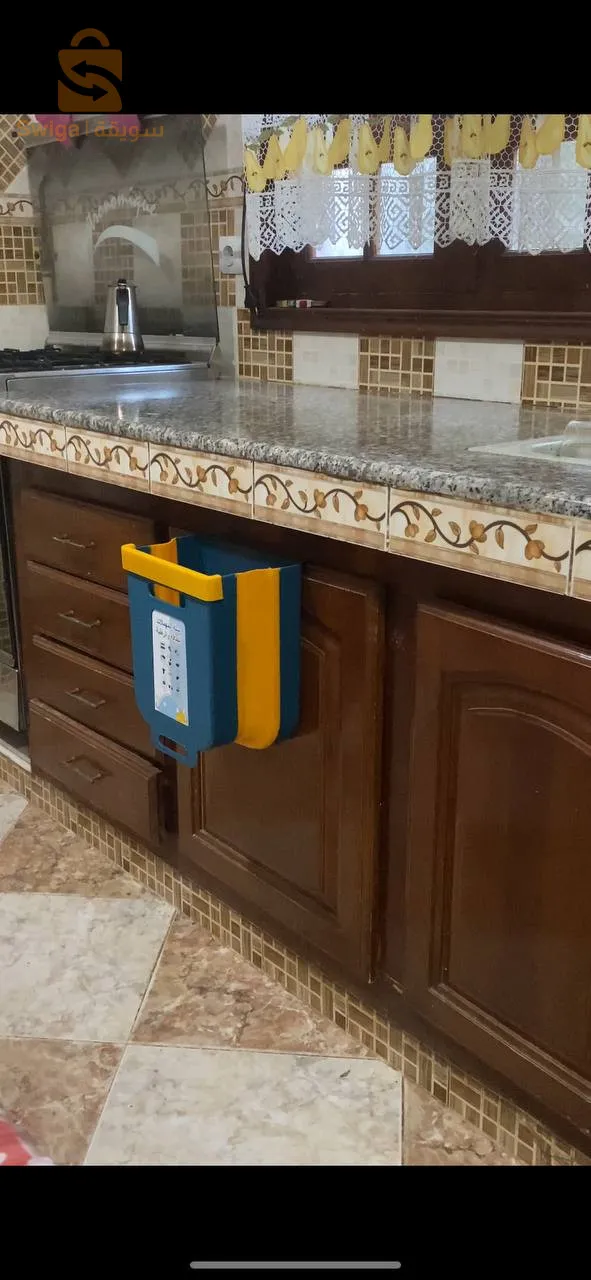 سلة مهملات المطبخ المعلقة القابلة للطي سعة 6 لتر$👍