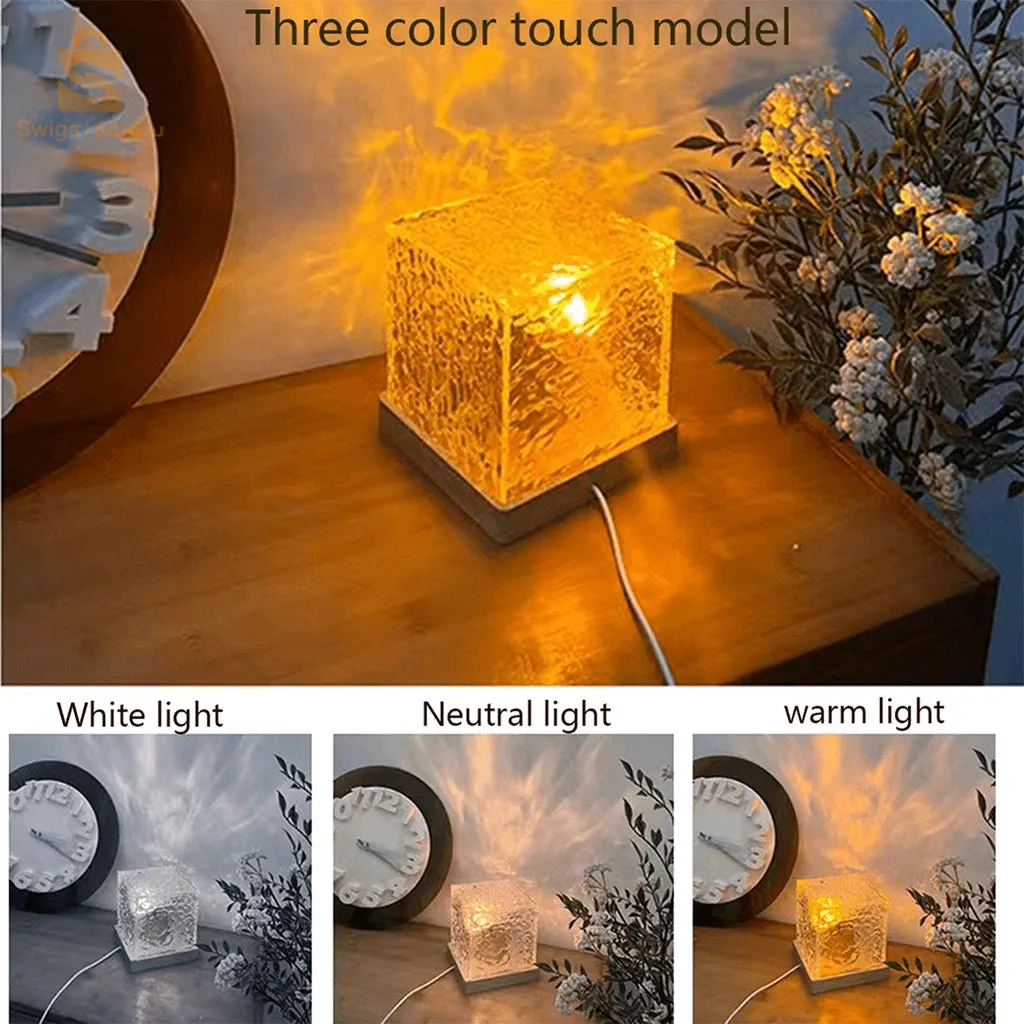 ضوء نمط الماء الديناميكي USB ضوء ليلي دوار$👍