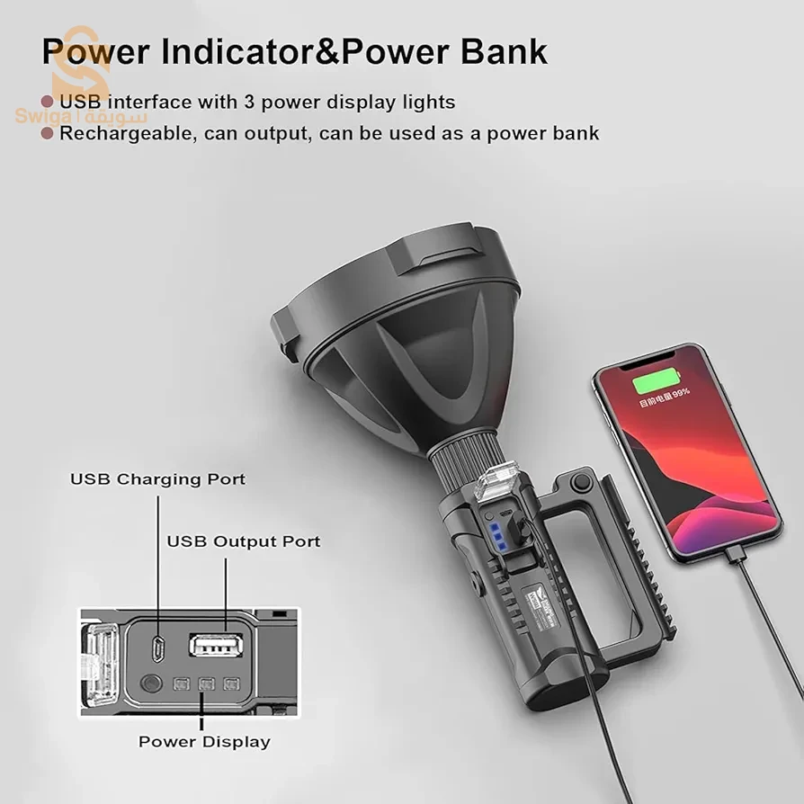 Lampe Torche Rechargeable Avec Power Bank et Trépied