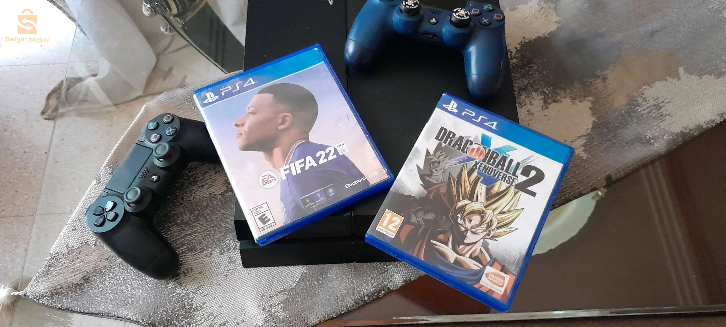 بلايستيشن 4+فيفا22+دراغون بول كسينوفرس2+مانيت كوبي