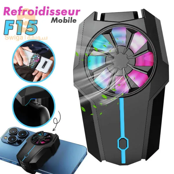 Refroidisseur de téléphone portable, ventilateur de refroidissement réglable à 3 vitesses pour smartphone