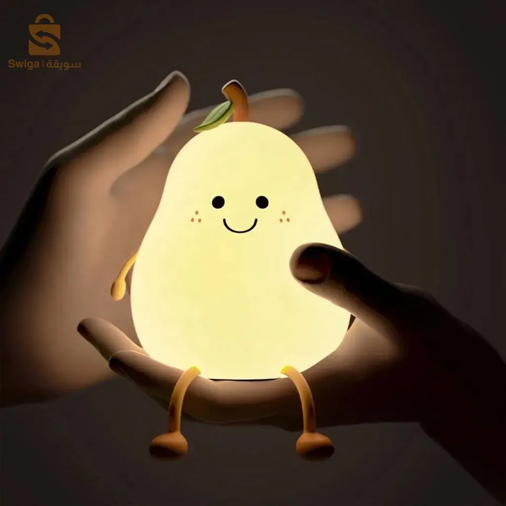 ضوء ليلي LED من السيليكون على شكل كمثرى للأطفال، مع مستشعر يعمل باللمس$👍