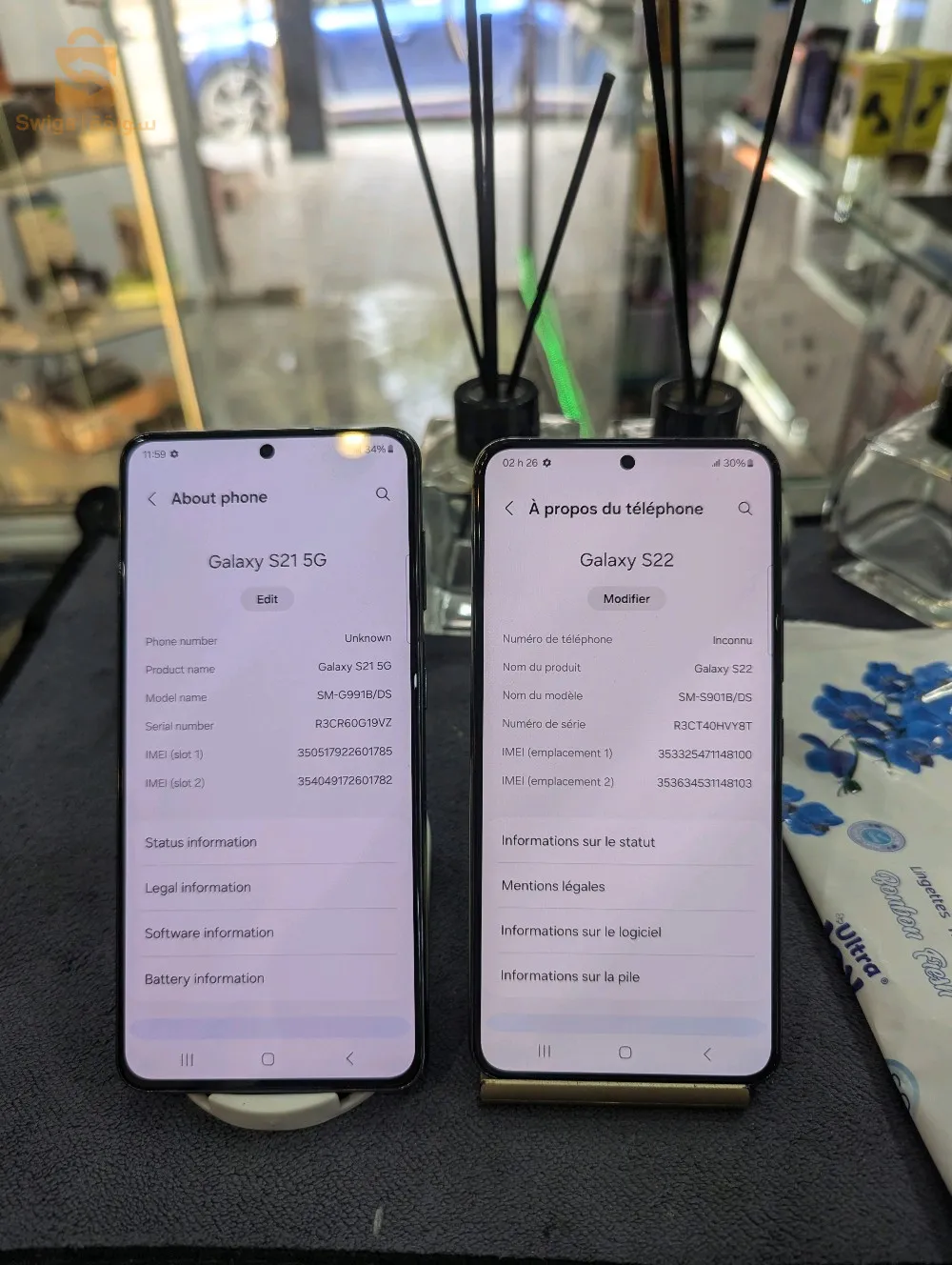 S21 5G S22 bon etat  8/128Gb CE européen🇪🇺 2 pus 
S22: 58000
S21 5G: 45000