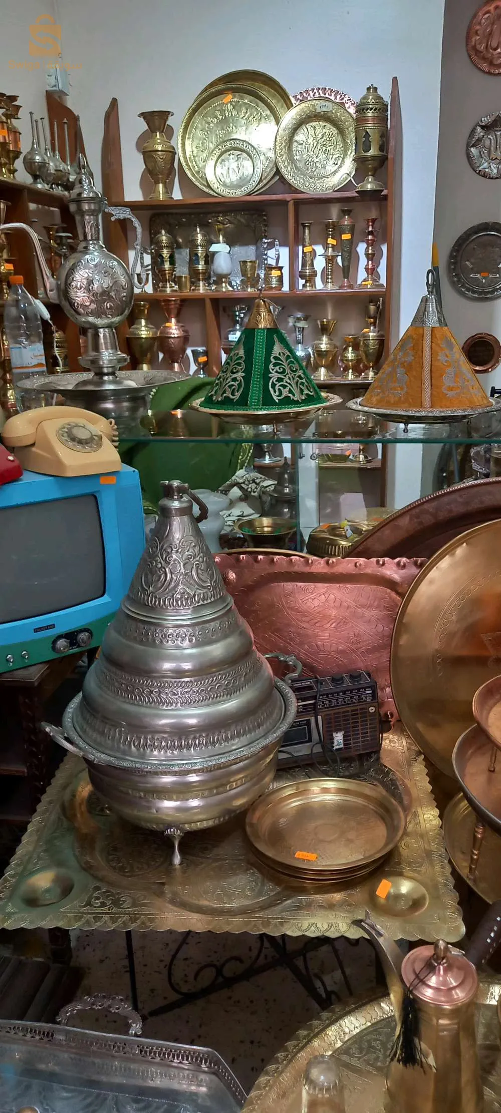 مكب مغربي نحاس مشلل بالفضة مطبوع