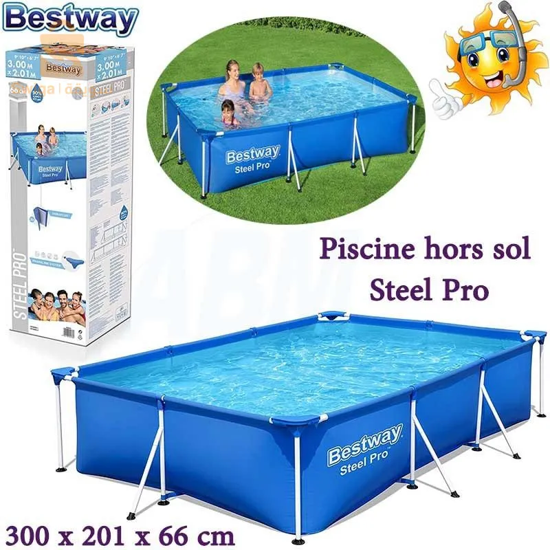 Piscine hors sol rectangle Steel Pro™ 300 x 201 x 66 cm