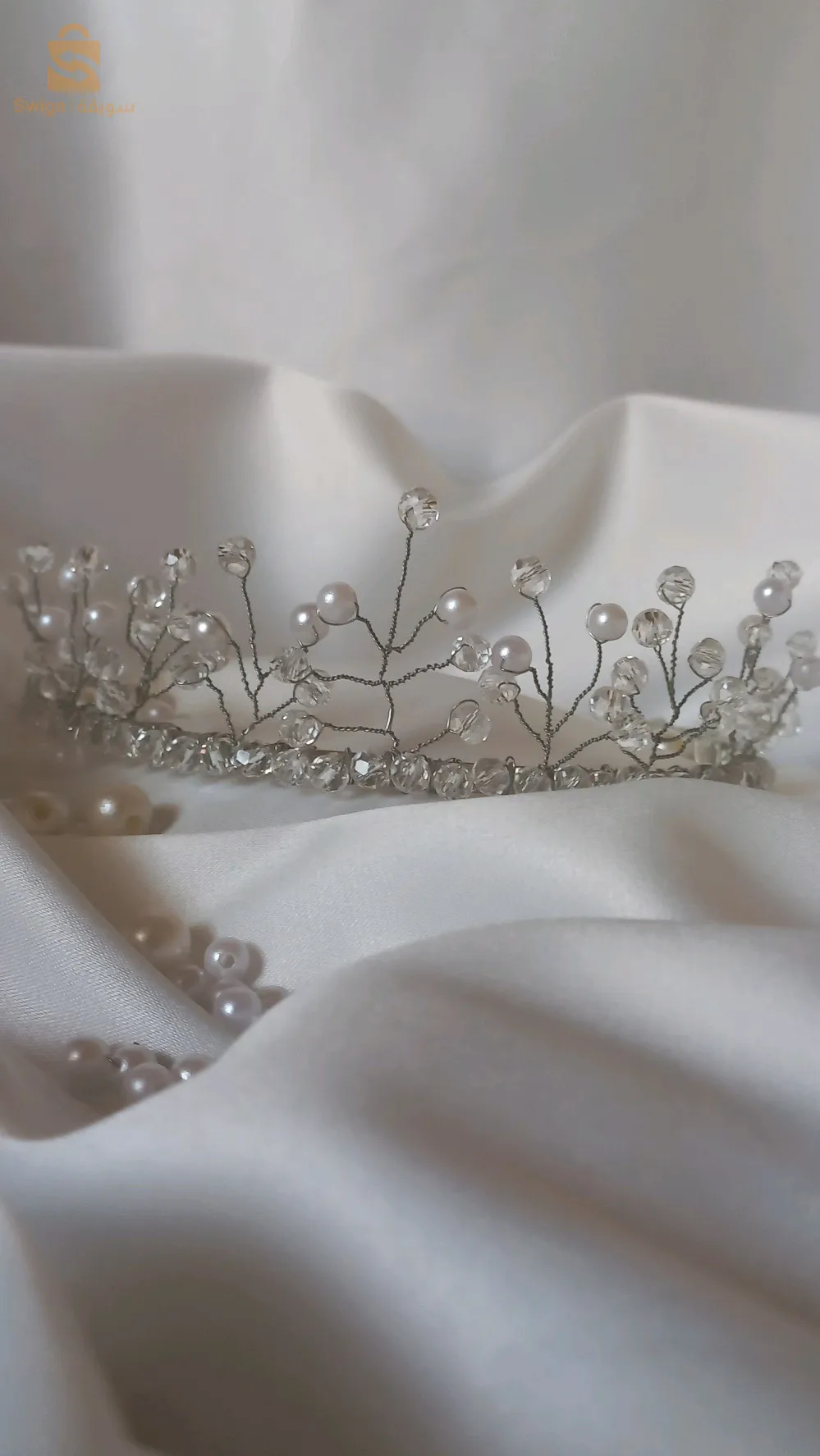 تاج كريستال و لؤلؤ 😊