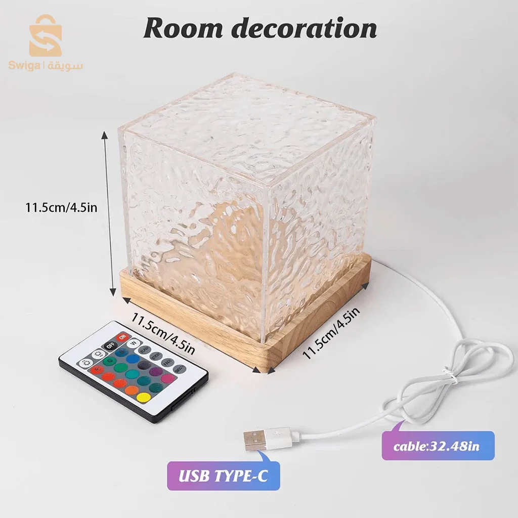ضوء نمط الماء الديناميكي USB ضوء ليلي دوار$👍
