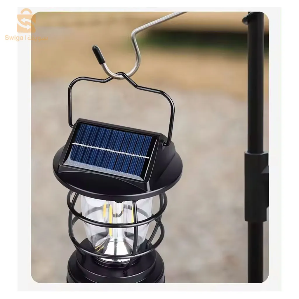 فانوس تخييم قابل للشحن، مصباح تخييم محمول، 2 لوح شمسي$👍