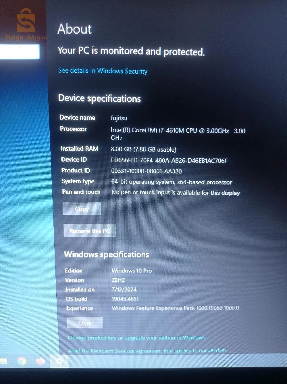 Laptop fujitsu lifebook