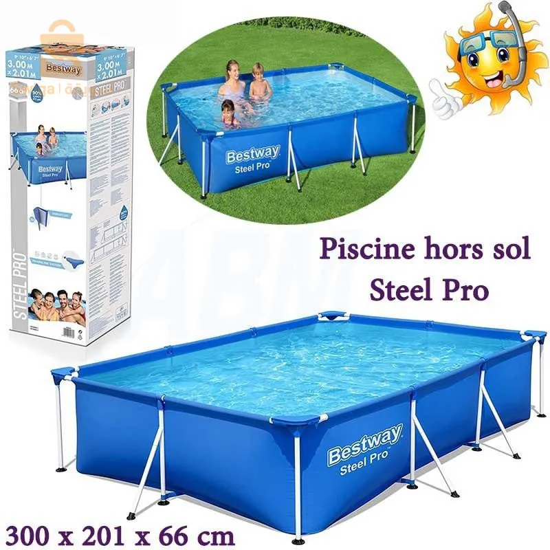 Piscine hors sol rectangle Steel Pro™ 300 x 201 x 66 cm