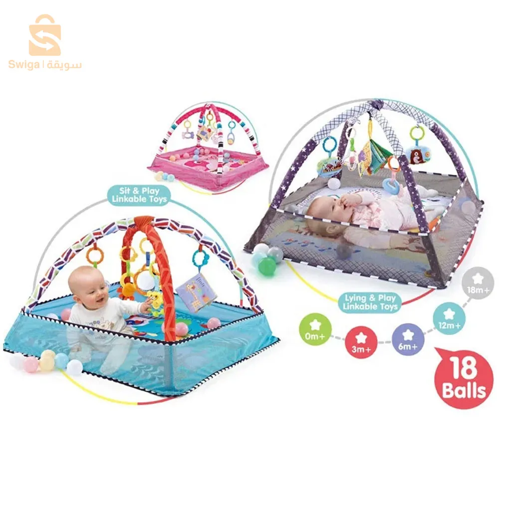 Tapis de jeu gonflable pour enfants avec jouets et accessoires