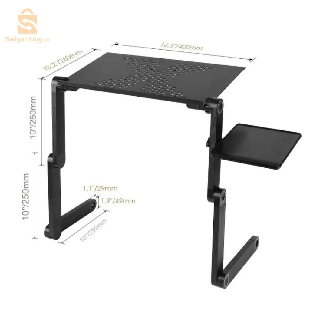Table pliante en aluminium pour ordinateur Portable, support de bureau multifonctionnel rotatif à 360 degrés pour lit