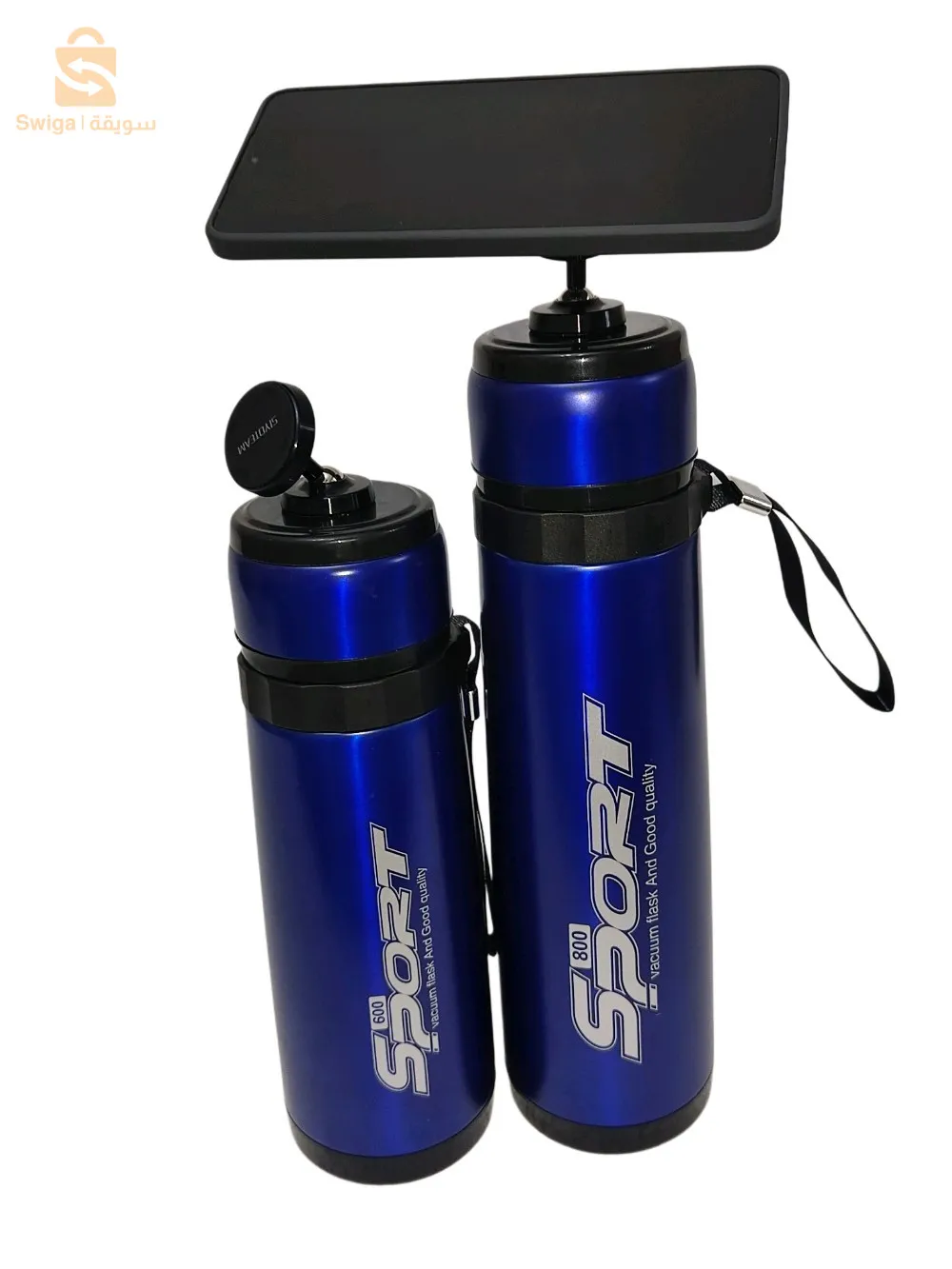 قارورة ماء للرياضيين مع حامل الهاتف