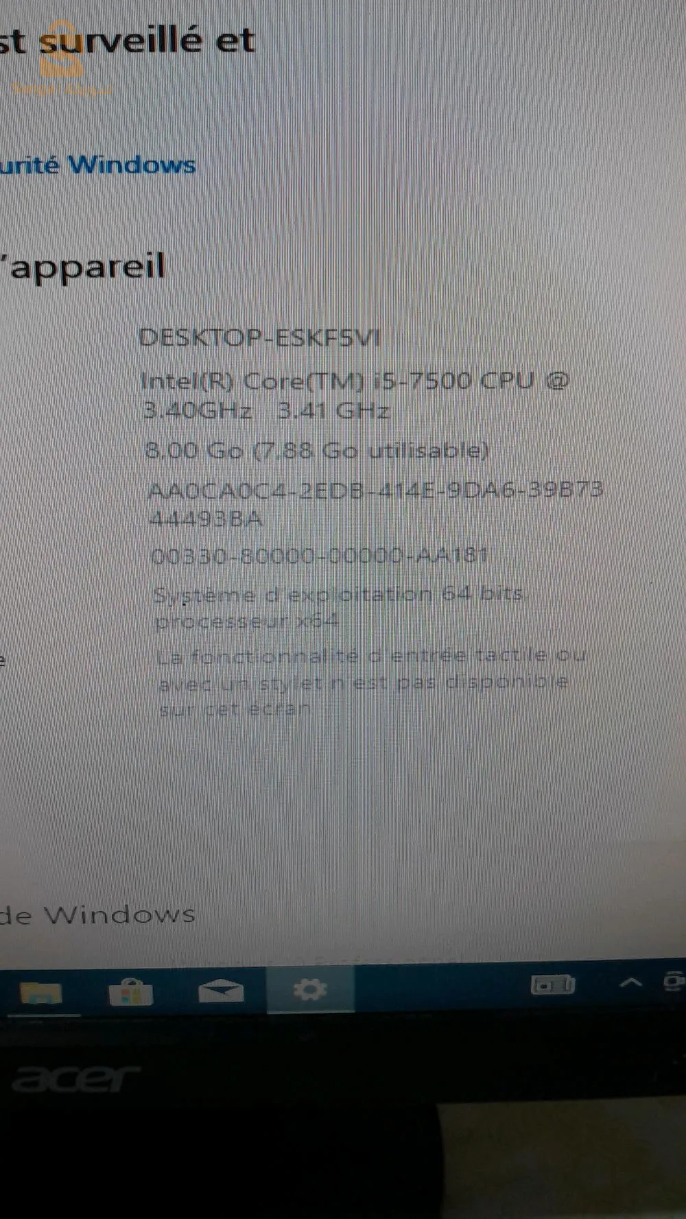 unite hp prodesk i5 7 eme génération français