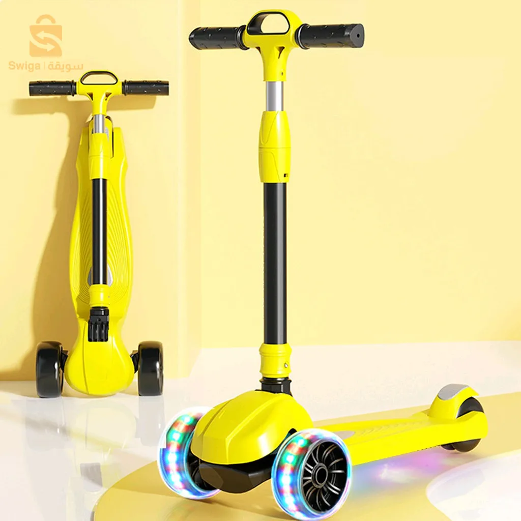 سكوتر للأطفال مزود بـ 3 عجلات مضيئة، قابل للطي مع ارتفاع قابل للتعديل للأطفال$👍
