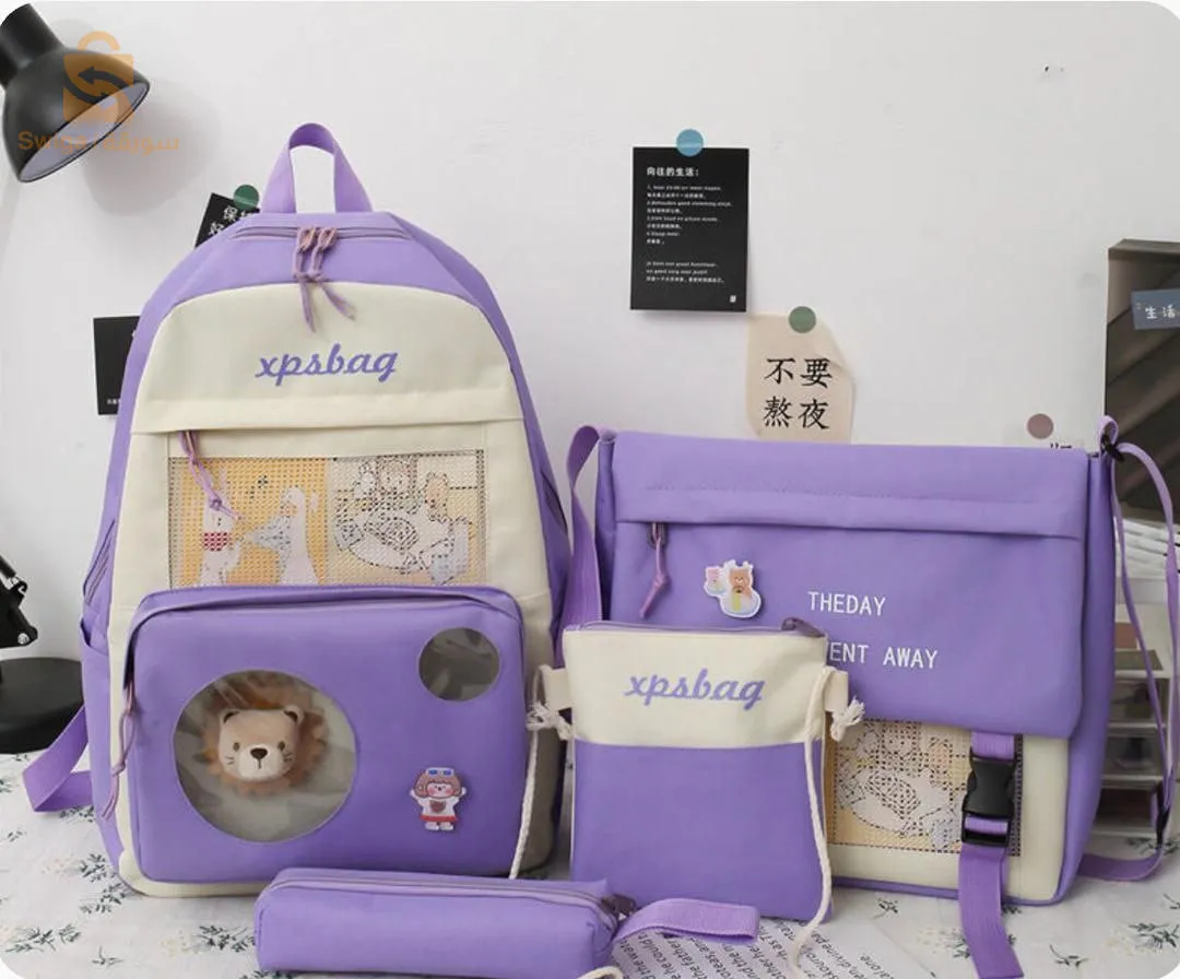 حقيبة مدرسية 4 قطع Ensemble Sac a dos 4 Pièces