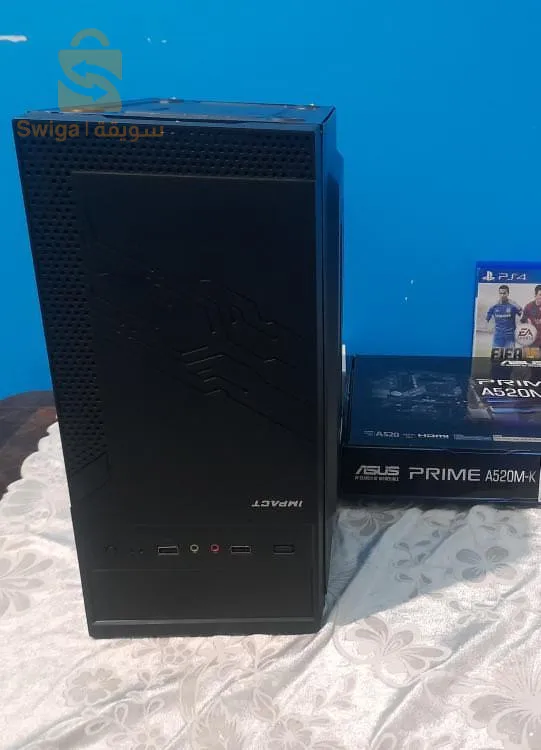 pc ryzen 5 5600G A520 mk 8gb ddr4 3200HZ ssd256 hdd 500 psu wkaci sample    مستعمل 4 اشهر بسعر مغري
