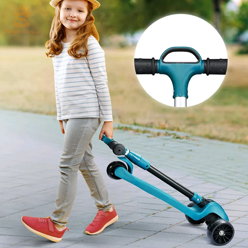 سكوتر للأطفال مزود بـ 3 عجلات مضيئة، قابل للطي مع ارتفاع قابل للتعديل للأطفال$👍