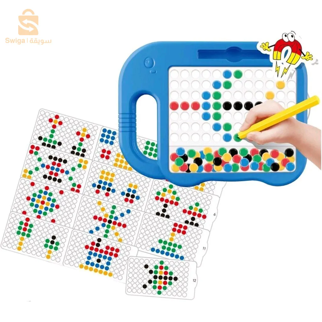 لوح رسم مغناطيسي للأطفال: لوحة رسم تعليمية مع رخام ملون وقلم مغناطيسي$👍