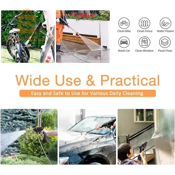 مسدس ماء لغسل السيارات بالضغط العالي وشحن لاسلكي محمول Lavage De Voiture À Haute Pression Pistolet À Eau Chargement sans Fil Portable