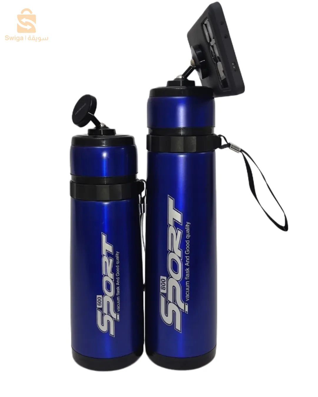 bouteille d'eau de sport avec un support de téléphone