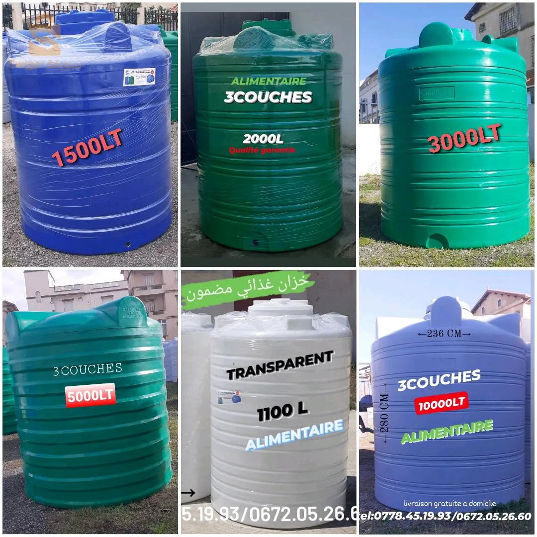 rèservoire d’eau alimentaire Qualitè supèrieure 3 couches garantie 10 ans livraison gratuite.