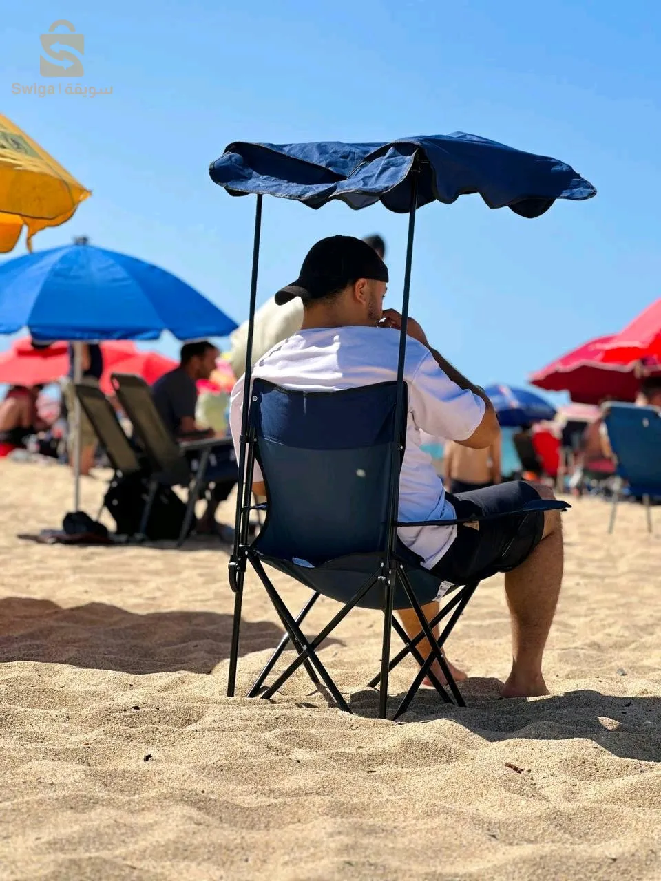 Beach chair with umbrella