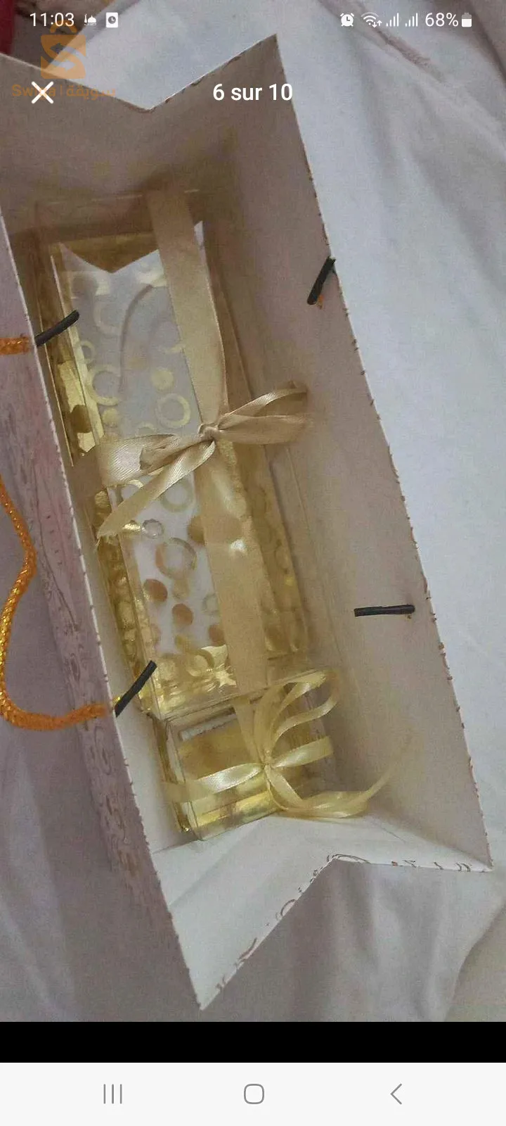 sac avec boîte à gâteaux et boîte à dragées