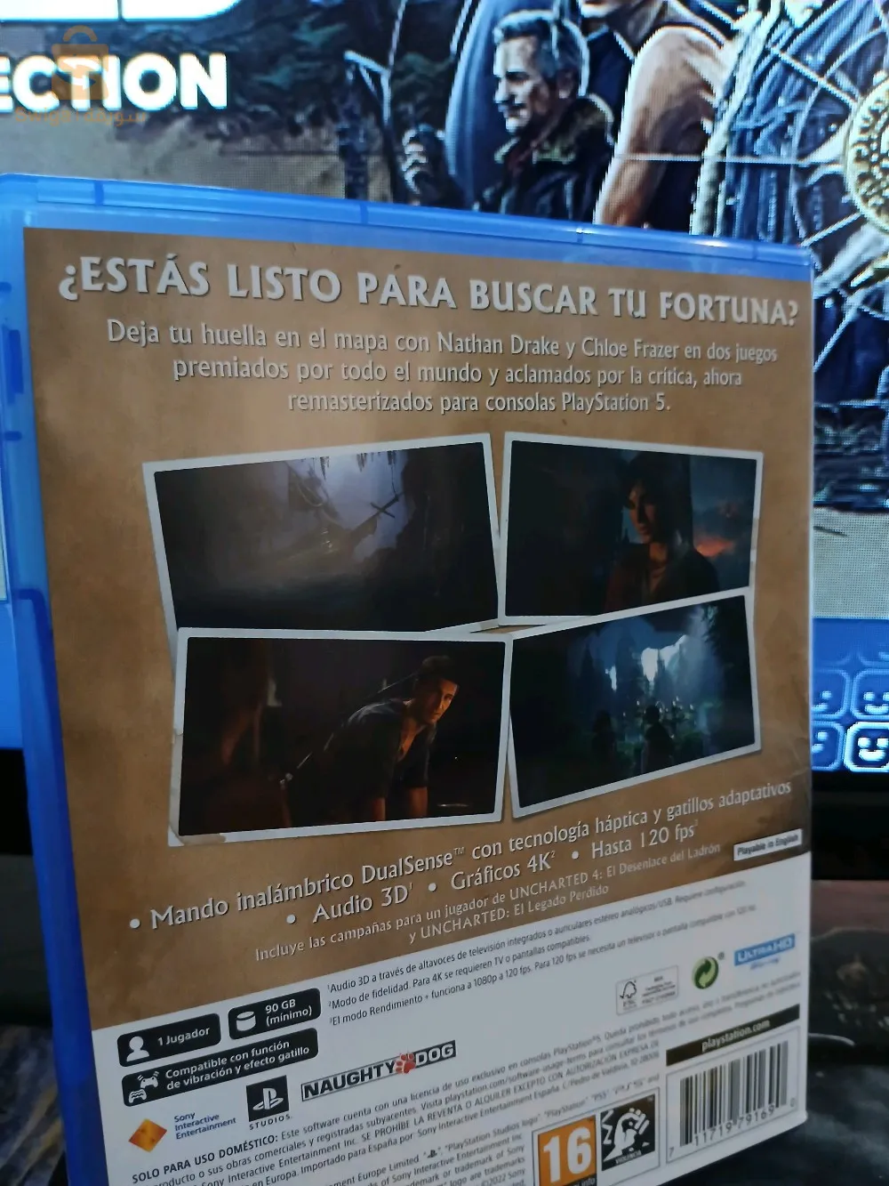 uncharted jeux ps5  uncharted 4 et uncharted le dernier.   deux  version sur un CD (un CD 2 jeux)