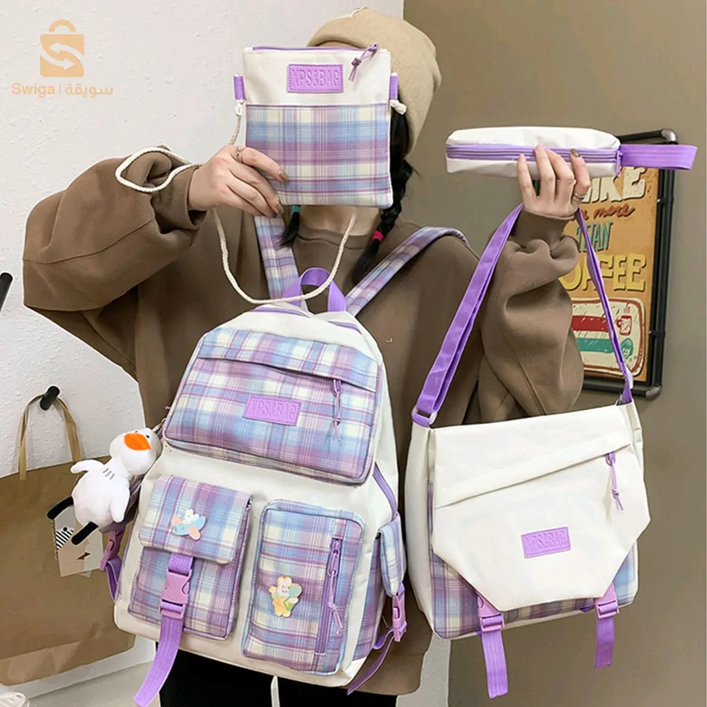 sac à dos 4 PCS محفظة مدرسية بنات
