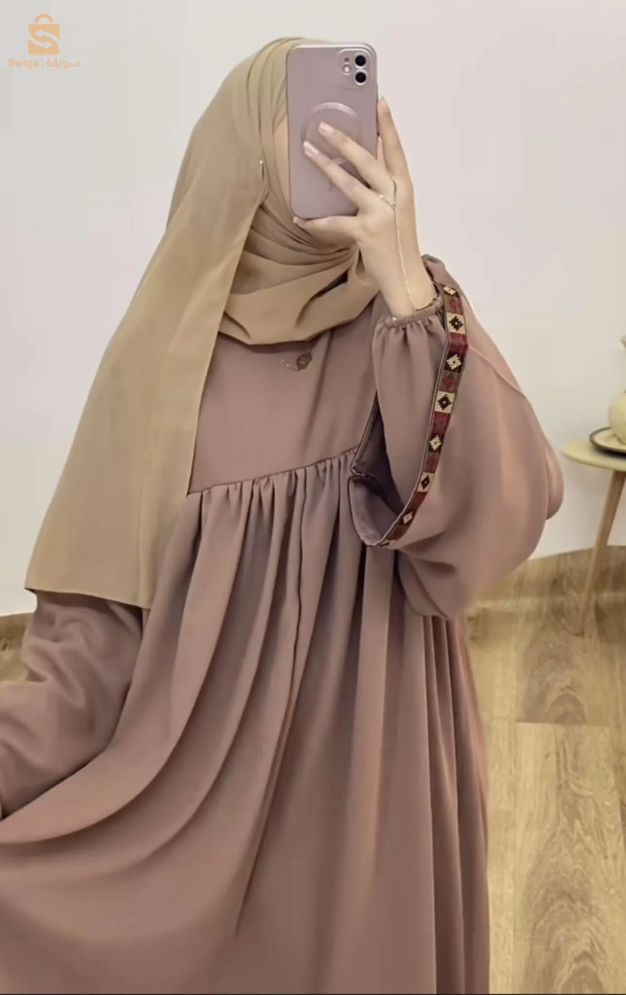 Robe abaya double monche