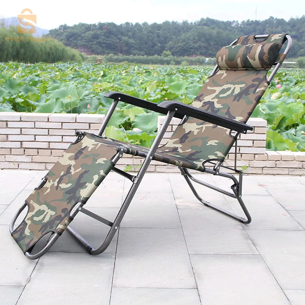 chaise Longue Pliable et réglable, Portable et Durable Motif Camouflage