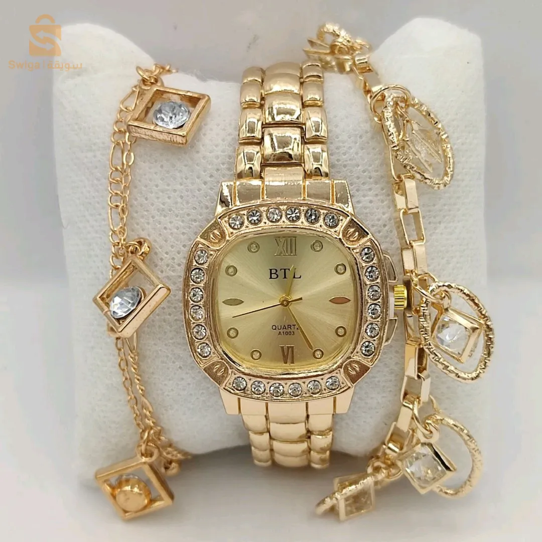 ساعة نسائية نوعية ممتازة + 2 براصلي+ علبة