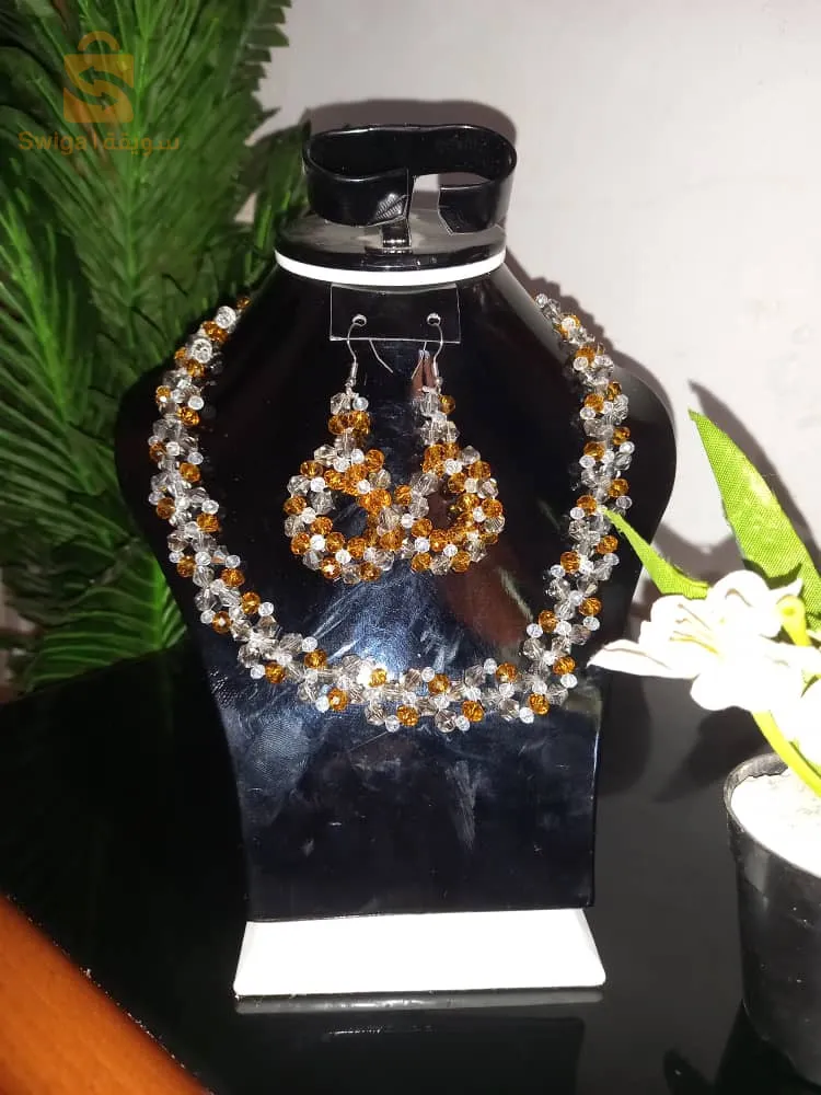 Parure de cristal boucles +colier