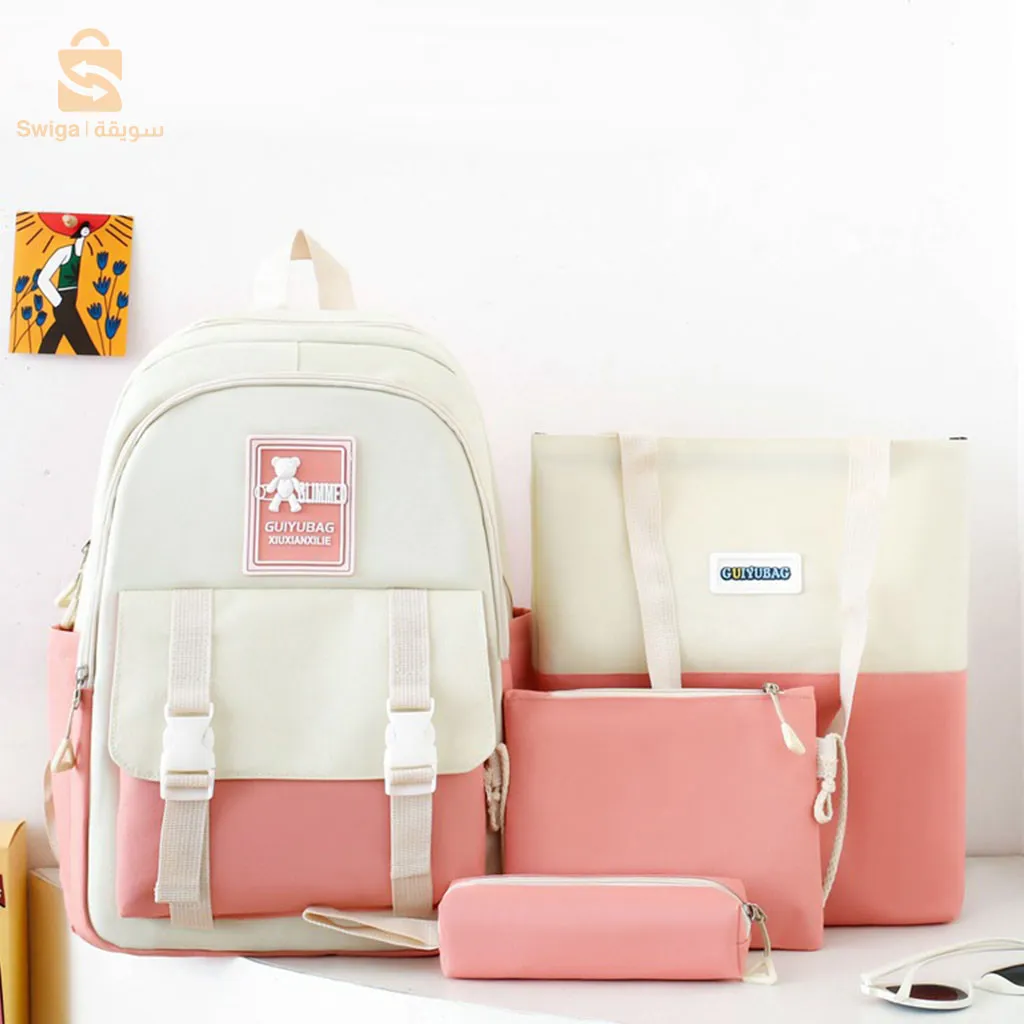 حقيبة ظهر Guiyu Bag V3 المكونة من 4 قطع من القماش للمراهقين والفتيات