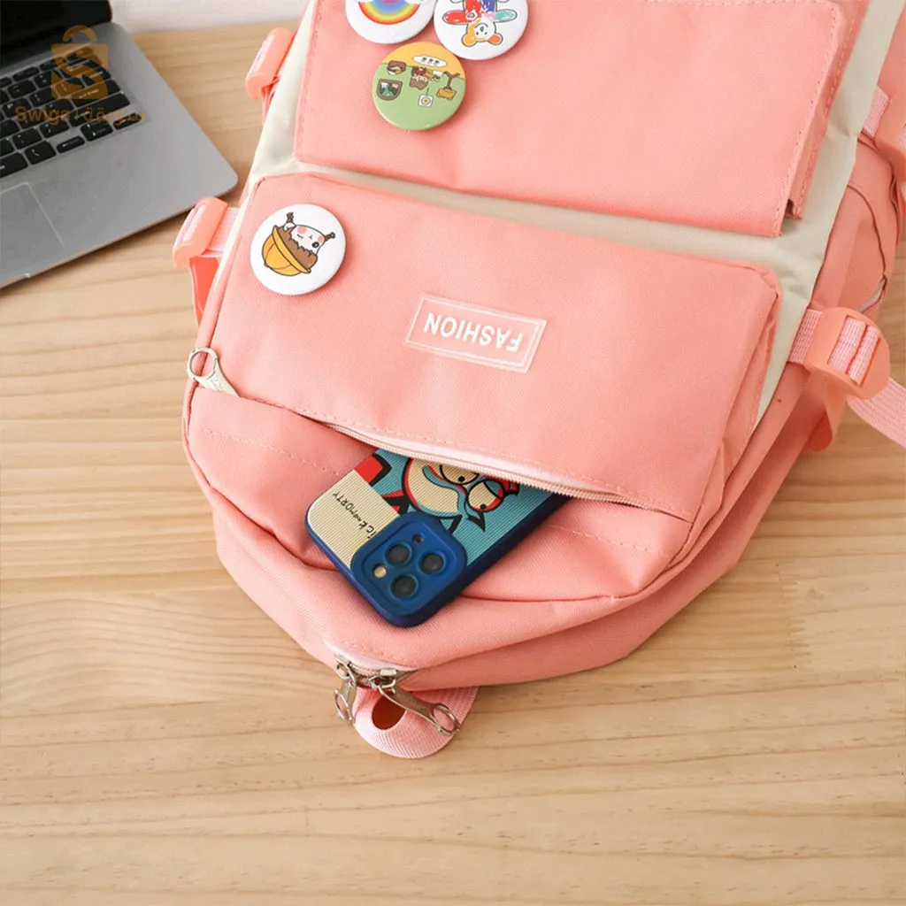 مجموعة حقيبة ظهر كاواي مكونة من 4 قطع، حقيبة ظهر لطيفة على شكل أرنب للعودة إلى المدرسة$👍