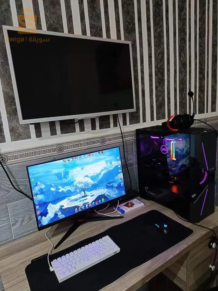 Nbi3 pc wahdeh*
Cpu:Ryzan 5 5600
Mobo:Aorus x470 ultra gaming
Gpu:rx 6600xt original xfx 3 ventilo
Psu: msi 750w gold 
Stockage: ssd 258gb / hdd 1tb
Case : entec high-end 
Rams: 16gb 3600mhz XPG
Gae b les boîtes hata case 
Keyboard redragon
Mousse Logitech G Pro shroud edition
Écran aoc 165hz ips 24p
Casque hyperx cloud 2