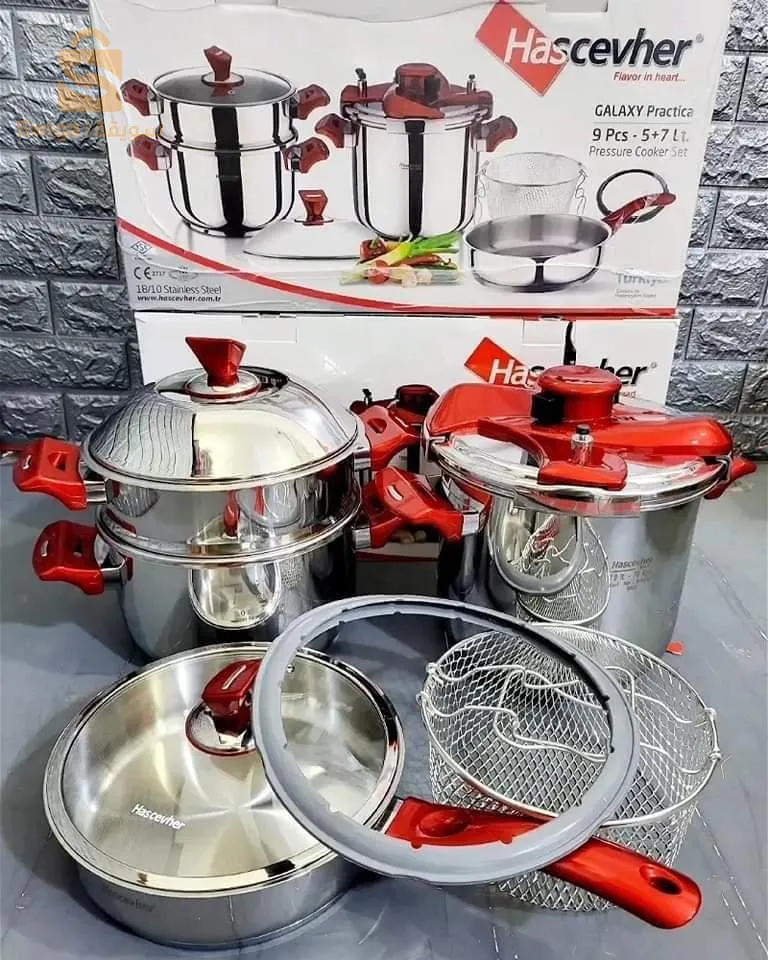 Cocotte Hascevher 9 pièces 5+7L inox
