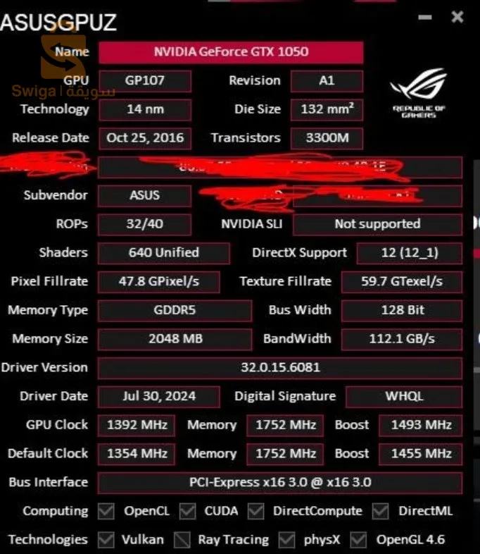 Carte graphic Asus gtx 1050 2gb