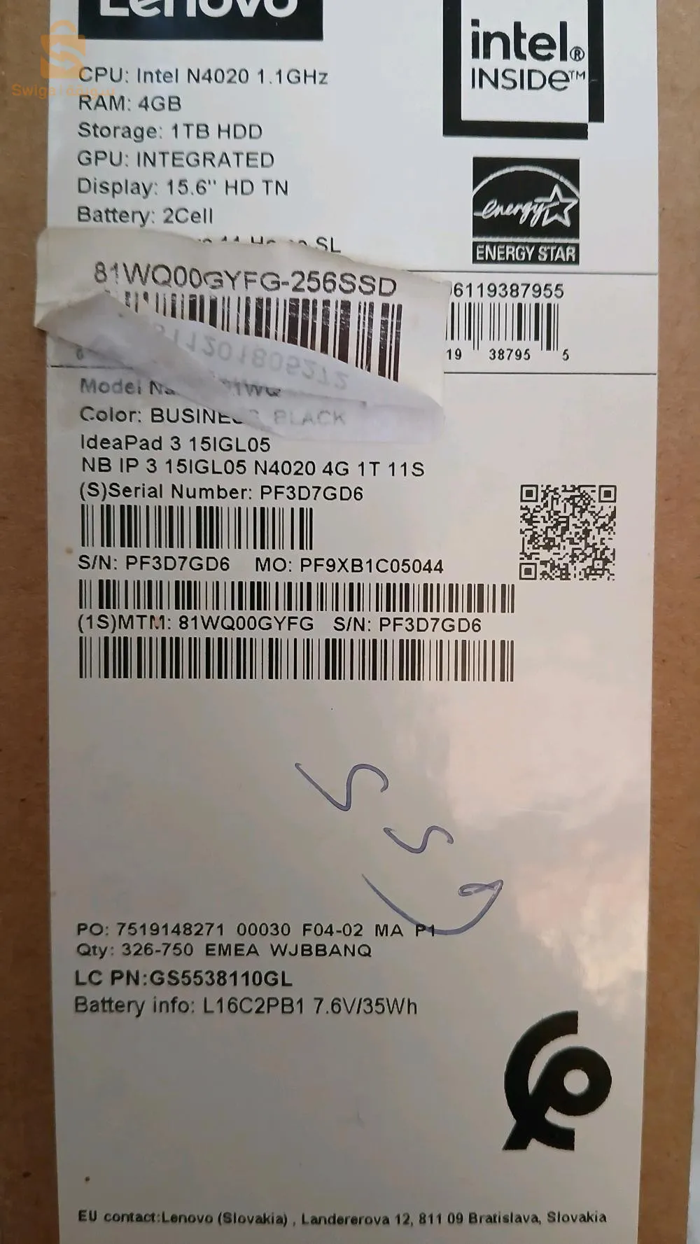 lenovo ideapad 3 15igl05