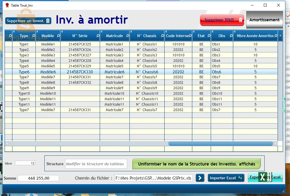 GPA - Gestion des prix et dotations annuelles / Amortissement