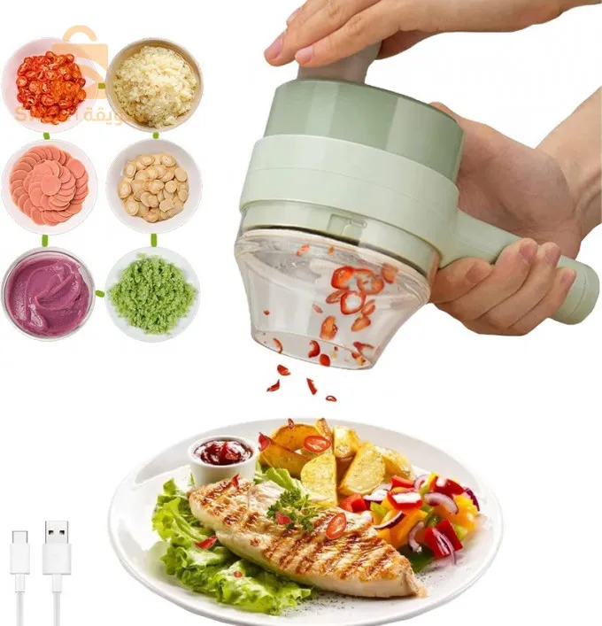 Vegetable slicing and meat grinding machine.